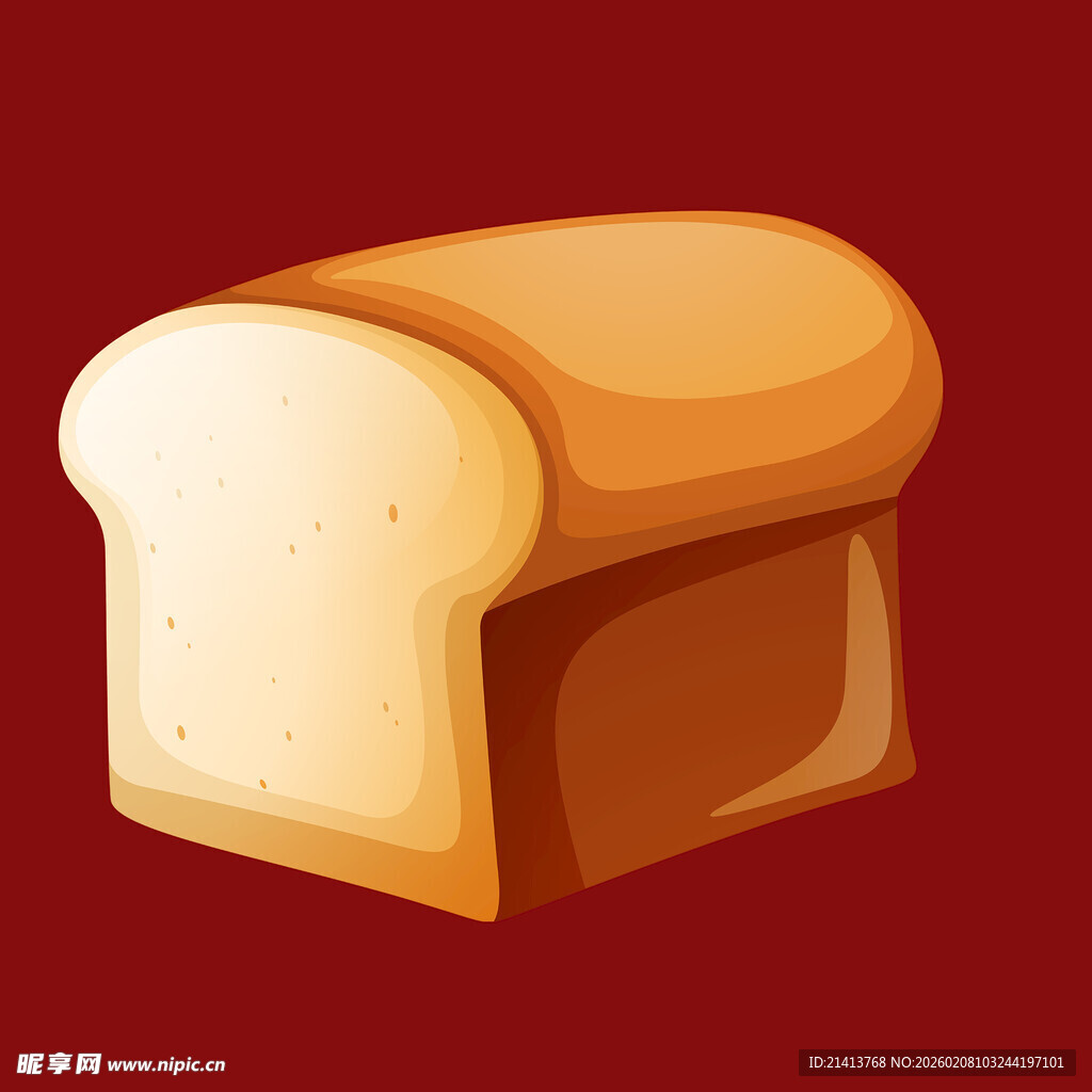 卡通风格的美味切片面包
