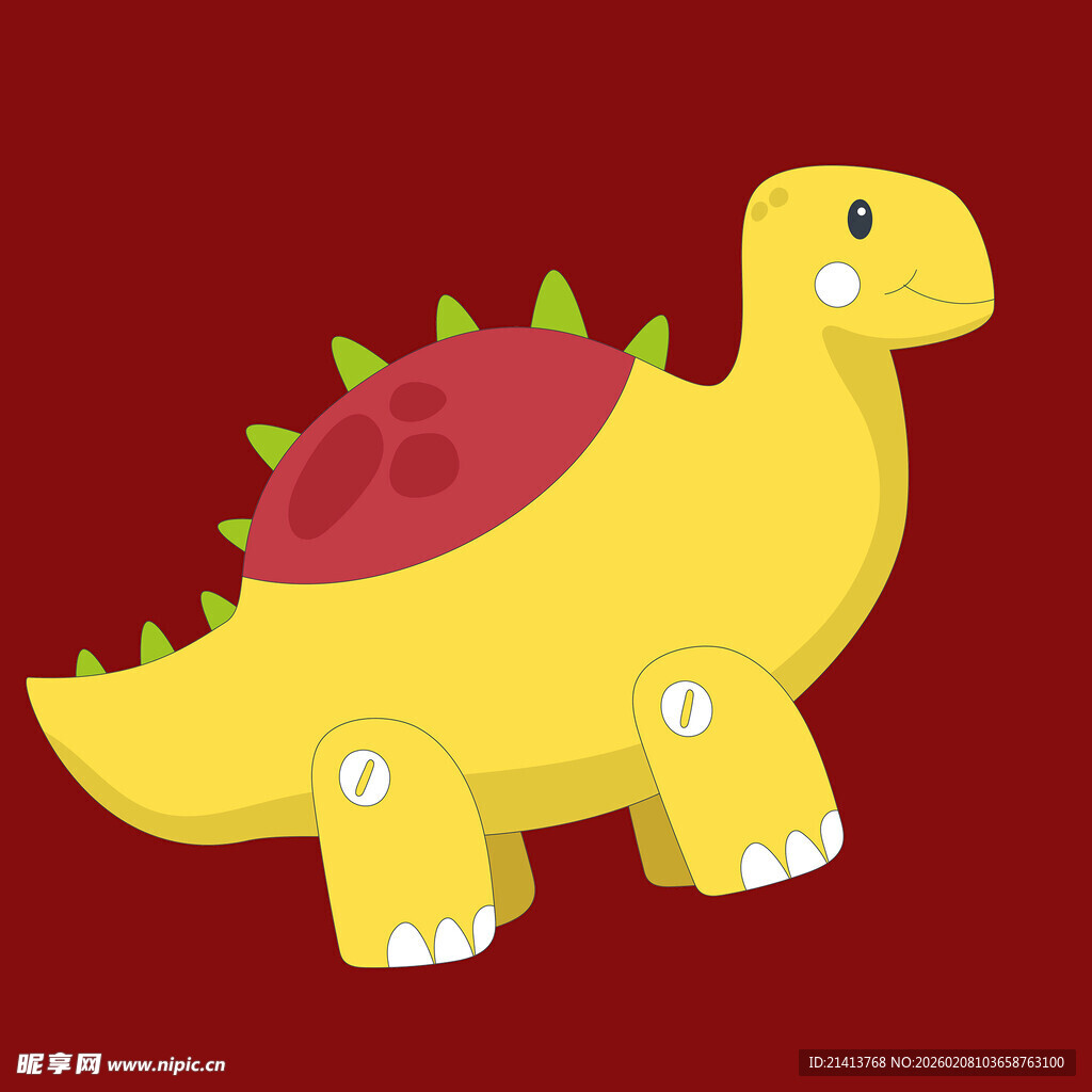 可爱黄色小恐龙插画