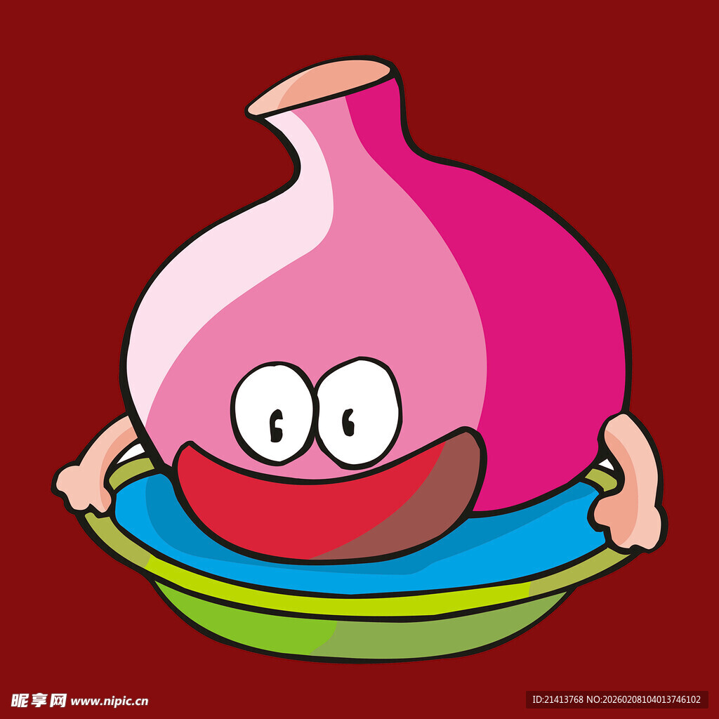 可爱卡通洋葱形象在碗中
