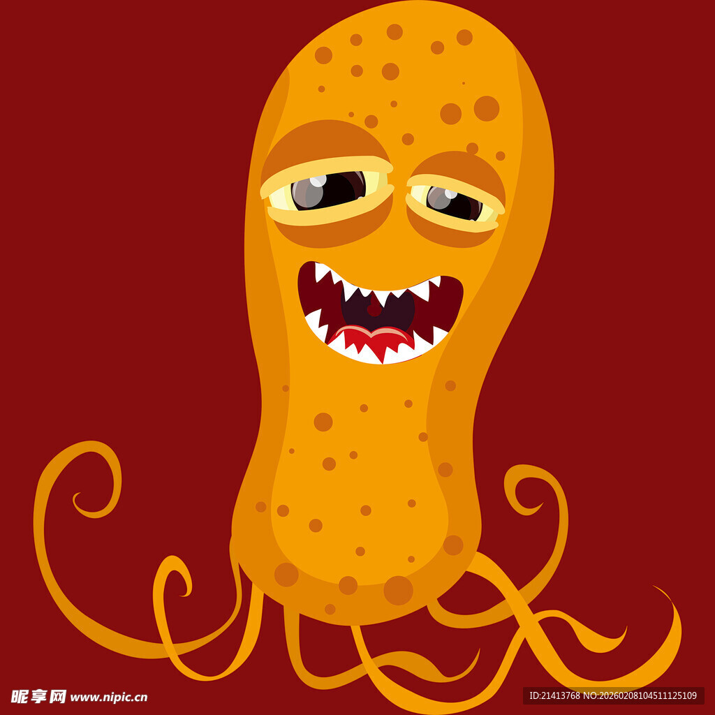 可爱橙色触手怪卡通形象