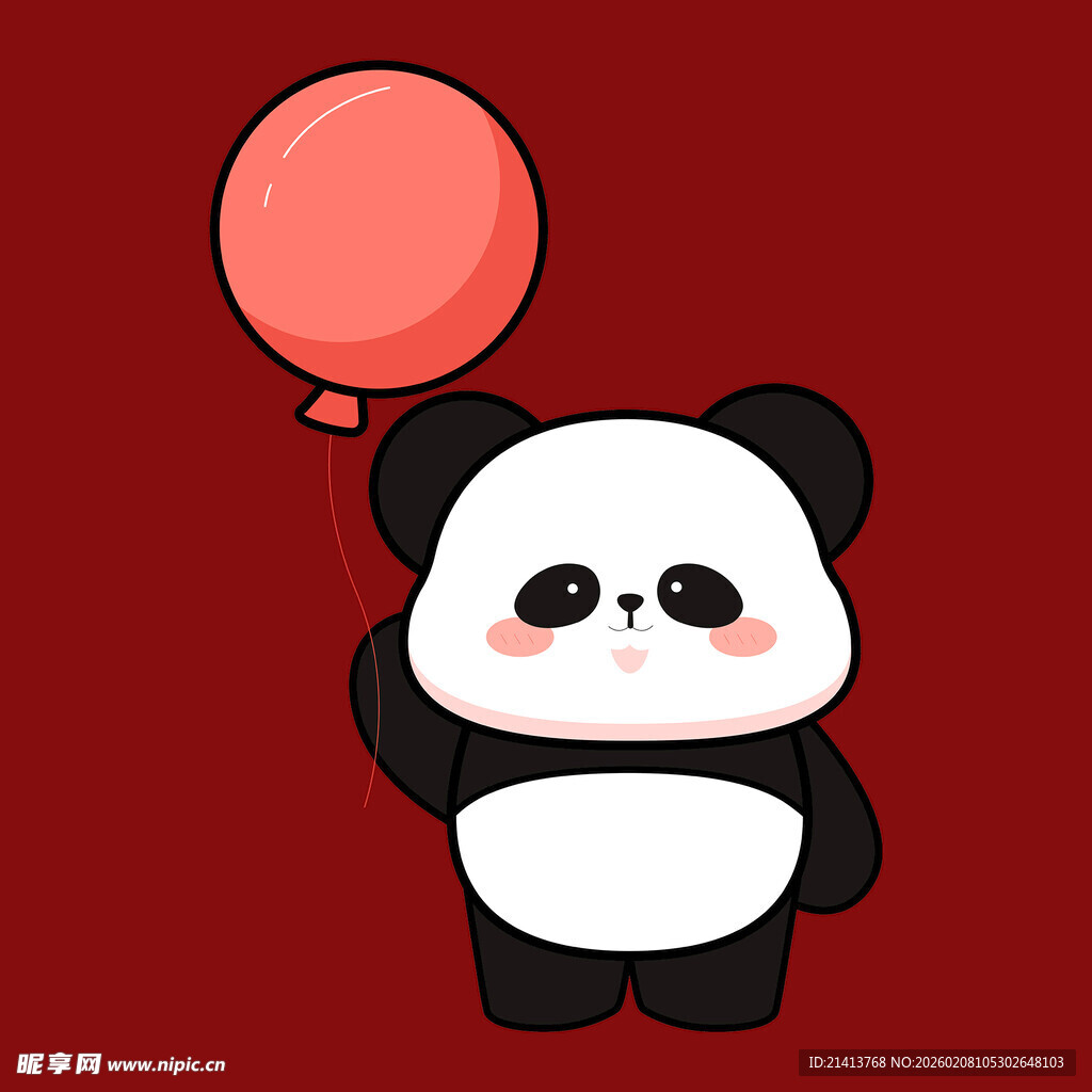 手持气球的可爱熊猫