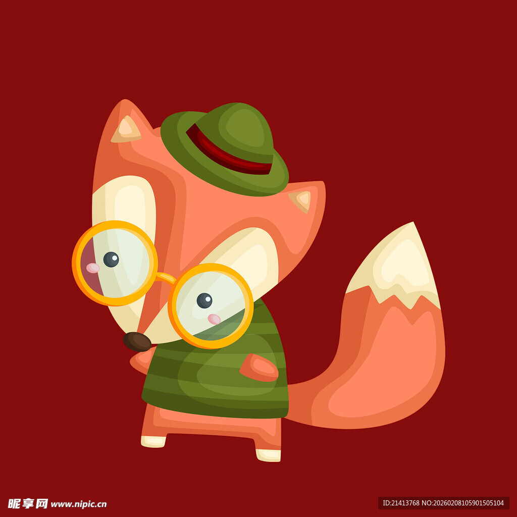 戴帽小狐狸卡通形象