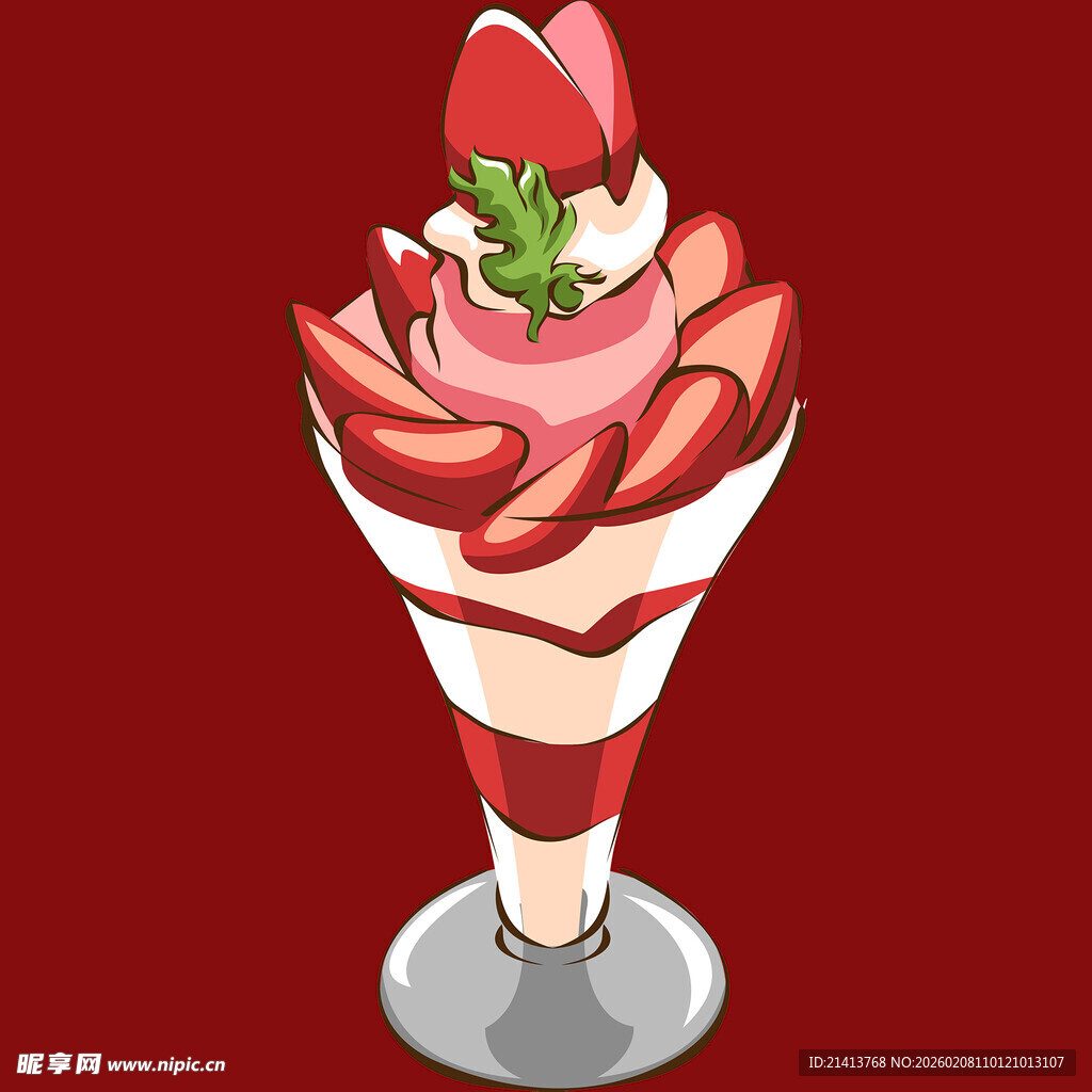 草莓圣代插画