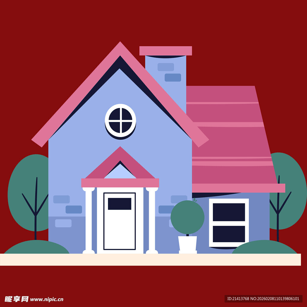 可爱卡通风格的彩色小房子