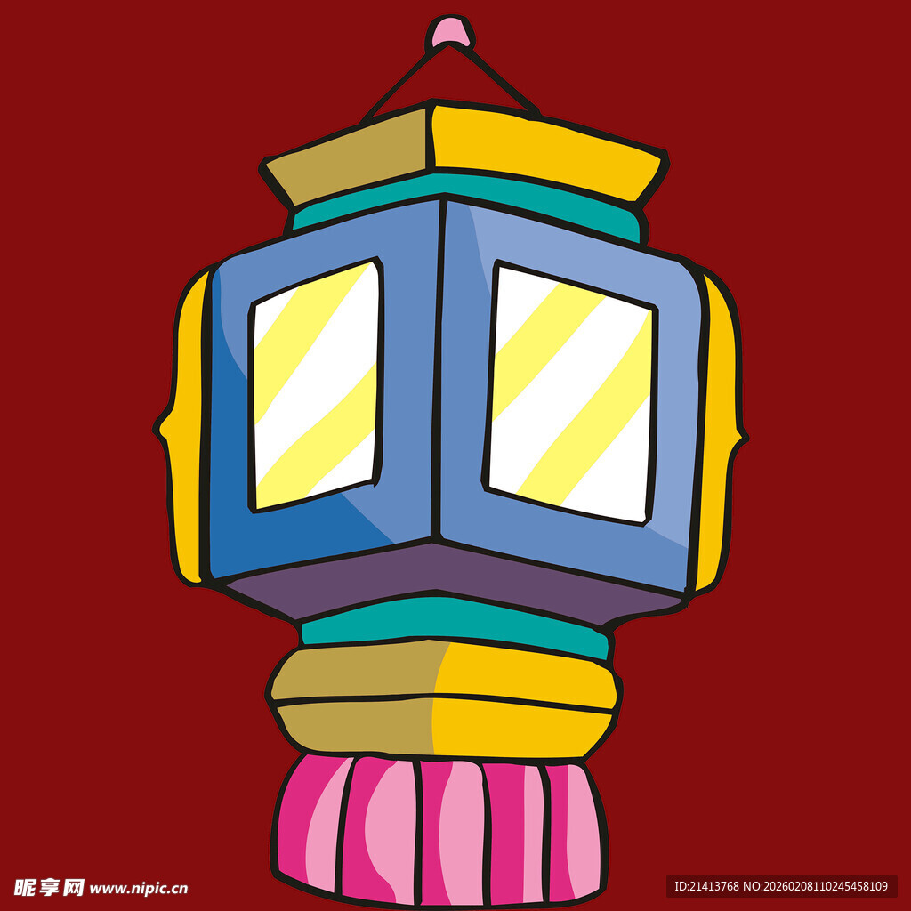 彩色古风灯笼插画