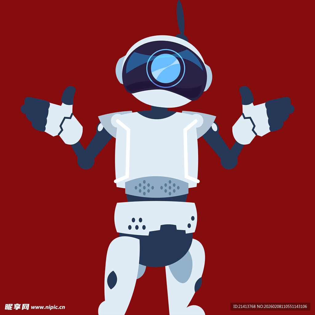 可爱机器人展示友好姿态