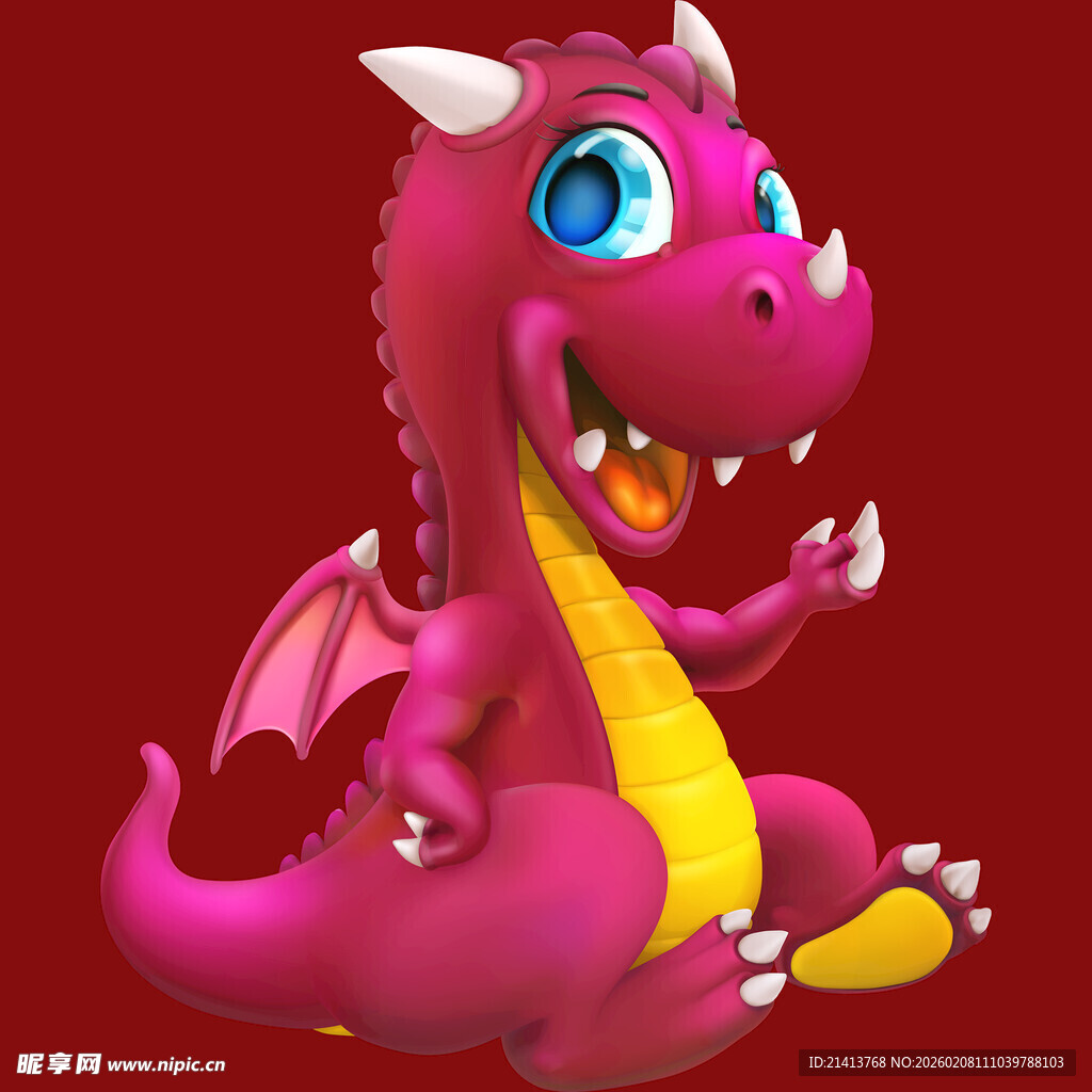 可爱粉色小龙卡通形象