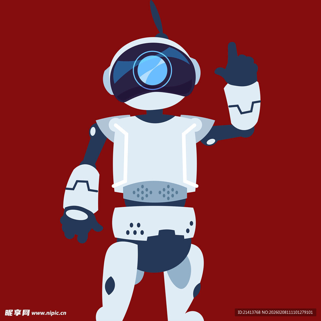 挥手的可爱智能机器人