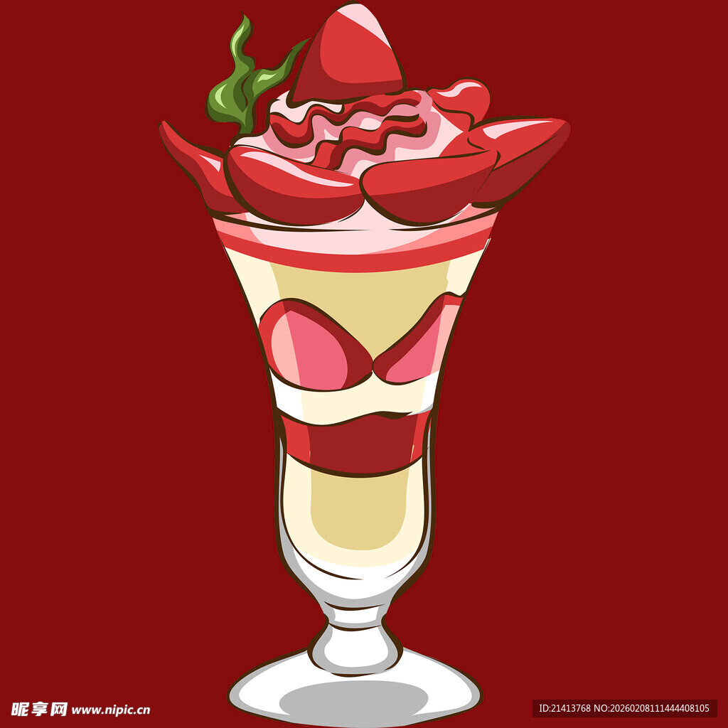 草莓分层甜品杯