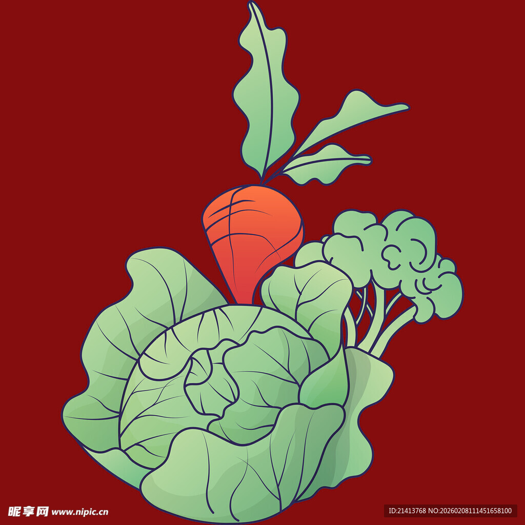 手绘蔬菜组合图