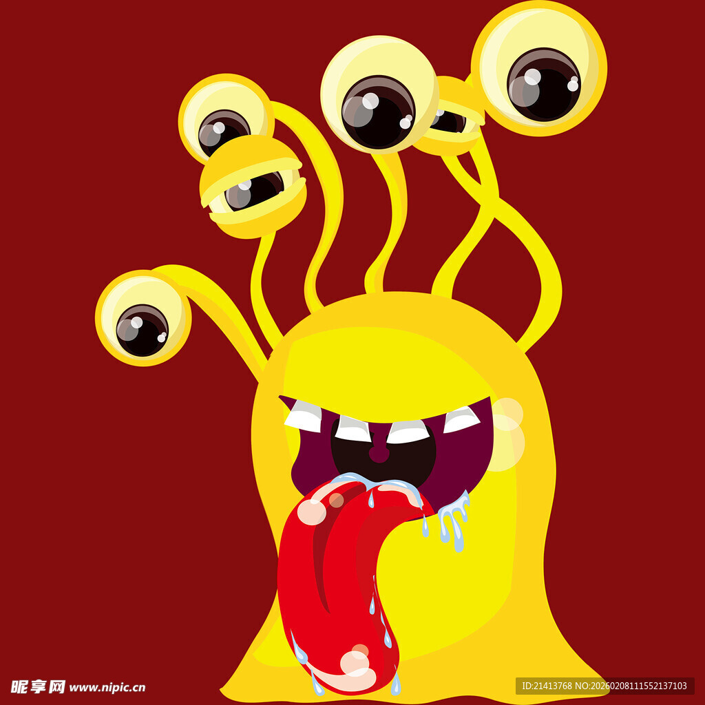 黄色多眼小怪物吐舌卖萌