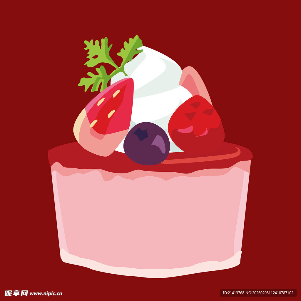 美味草莓甜点插画