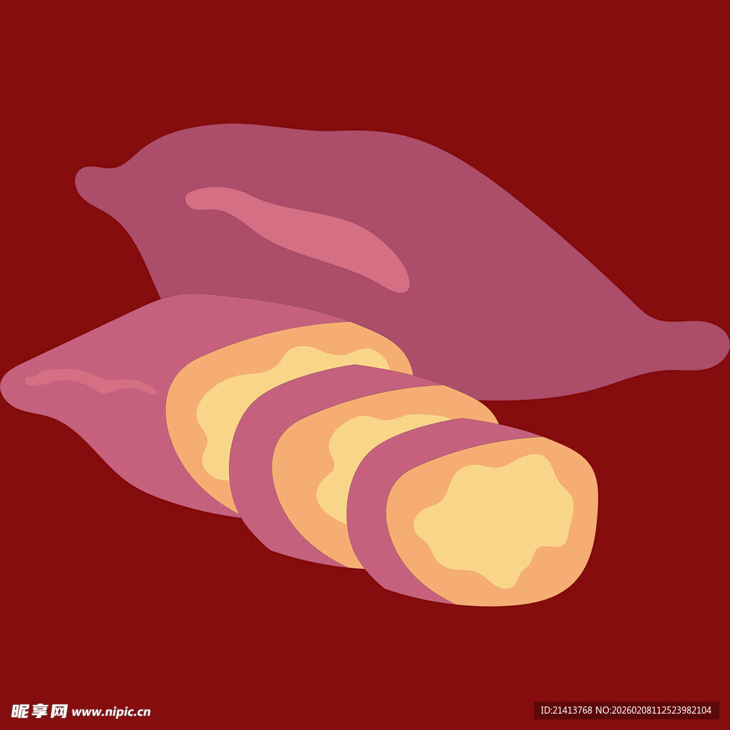 插画中的紫薯与切片