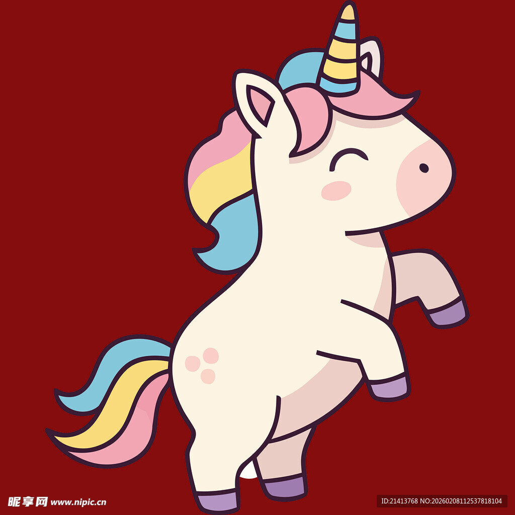 可爱独角兽欢快跃起
