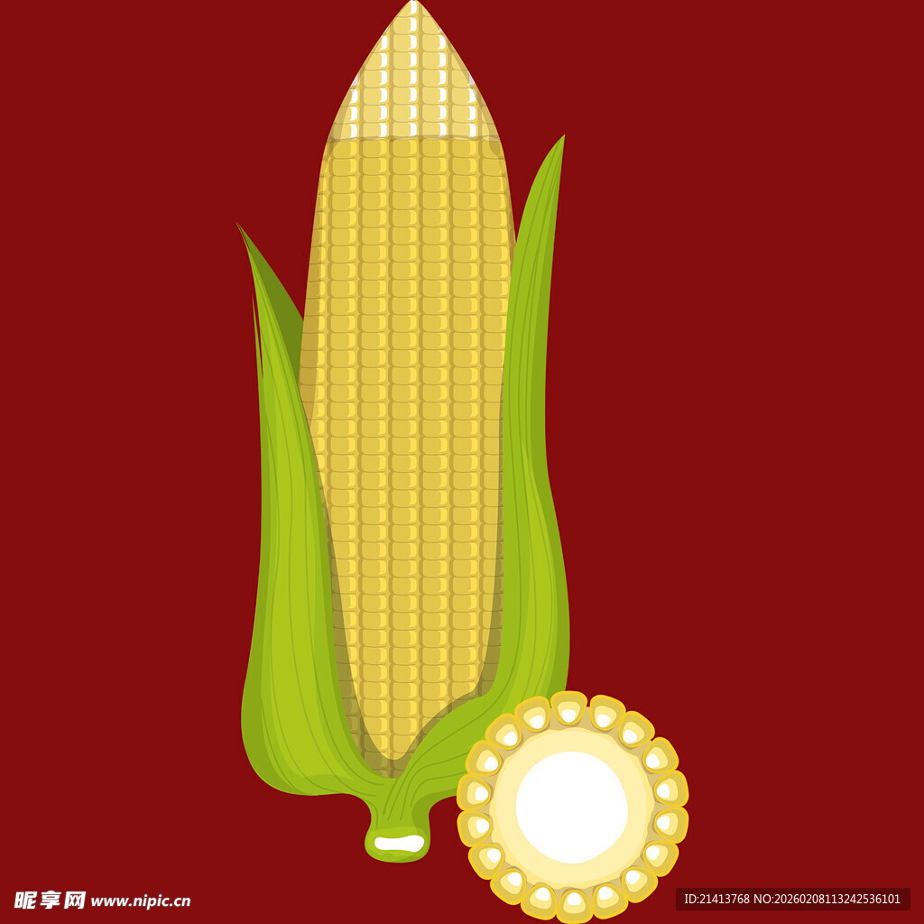 卡通形象的新鲜玉米棒
