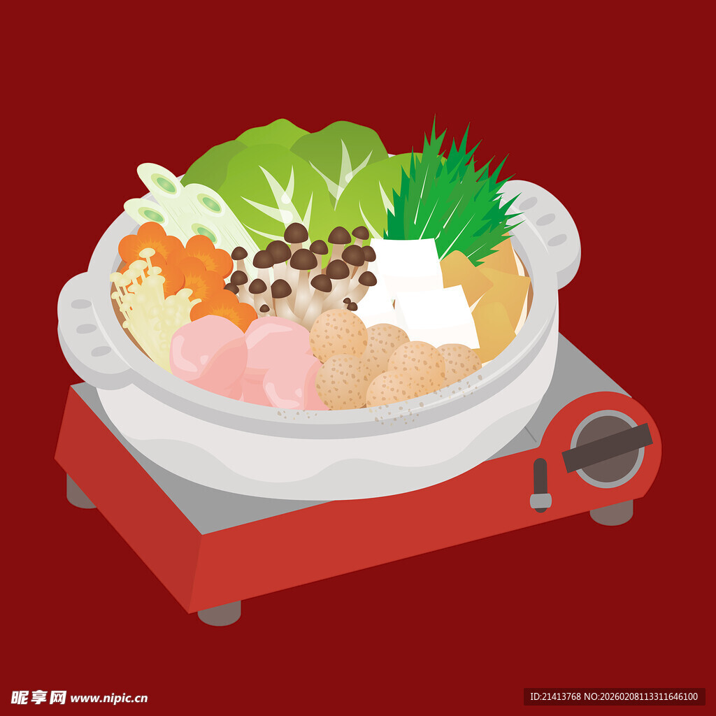 电火锅中的丰盛食材