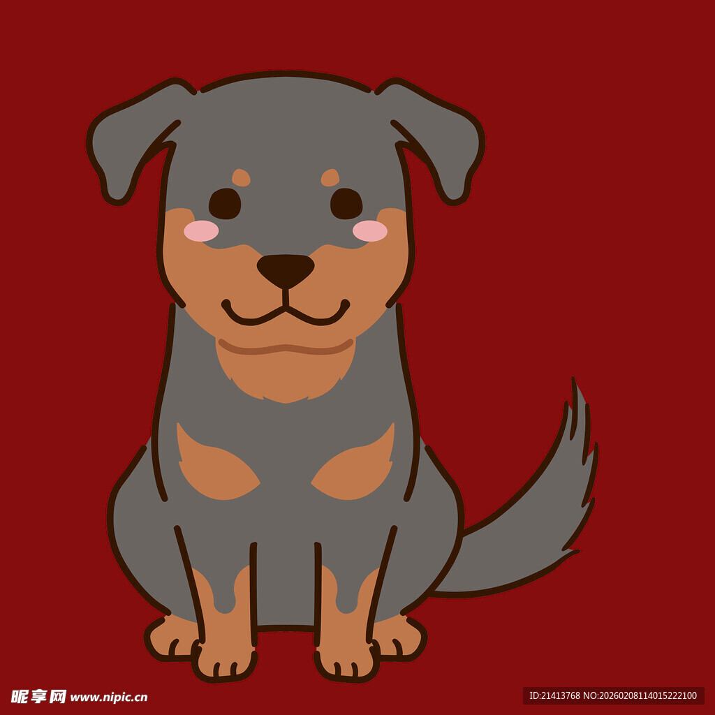 可爱卡通罗威纳犬形象