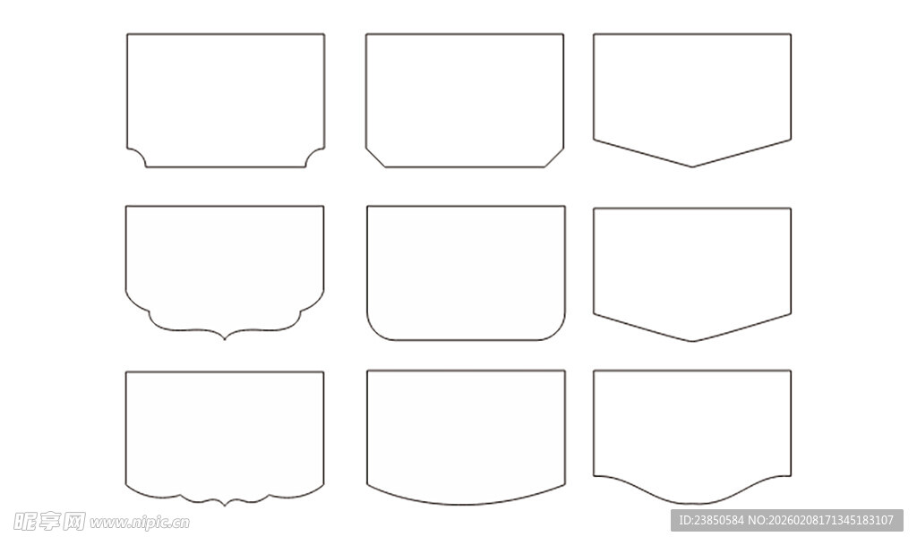 不同形状吊旗 异形边框 背景框