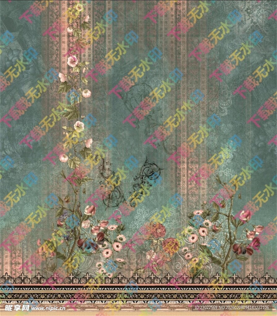 复古花卉图案织物