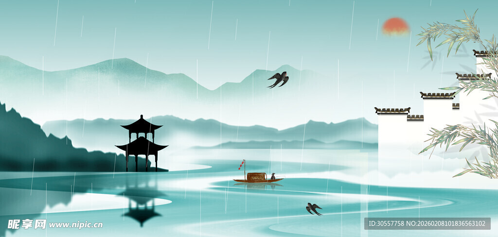 清明节浅绿色中国风清明背景