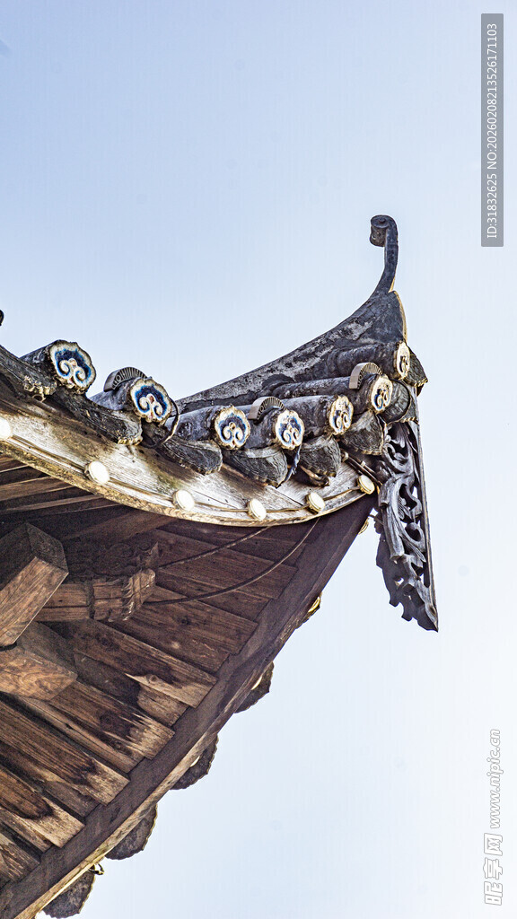 中式古建筑飞檐特写