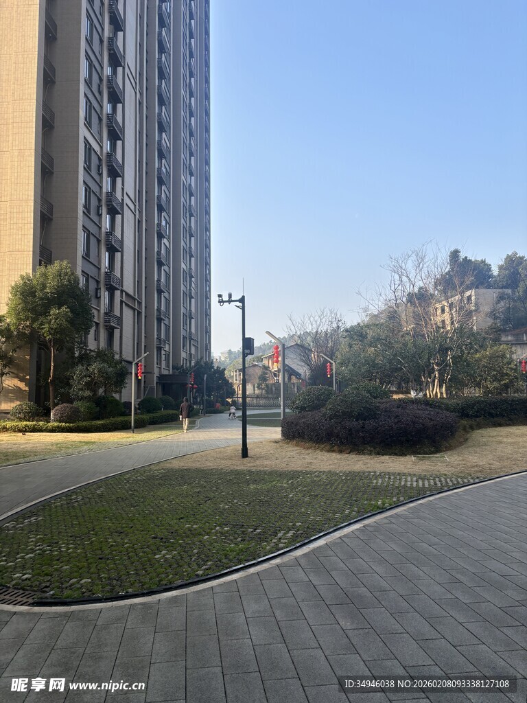 小区户外景观道路场景