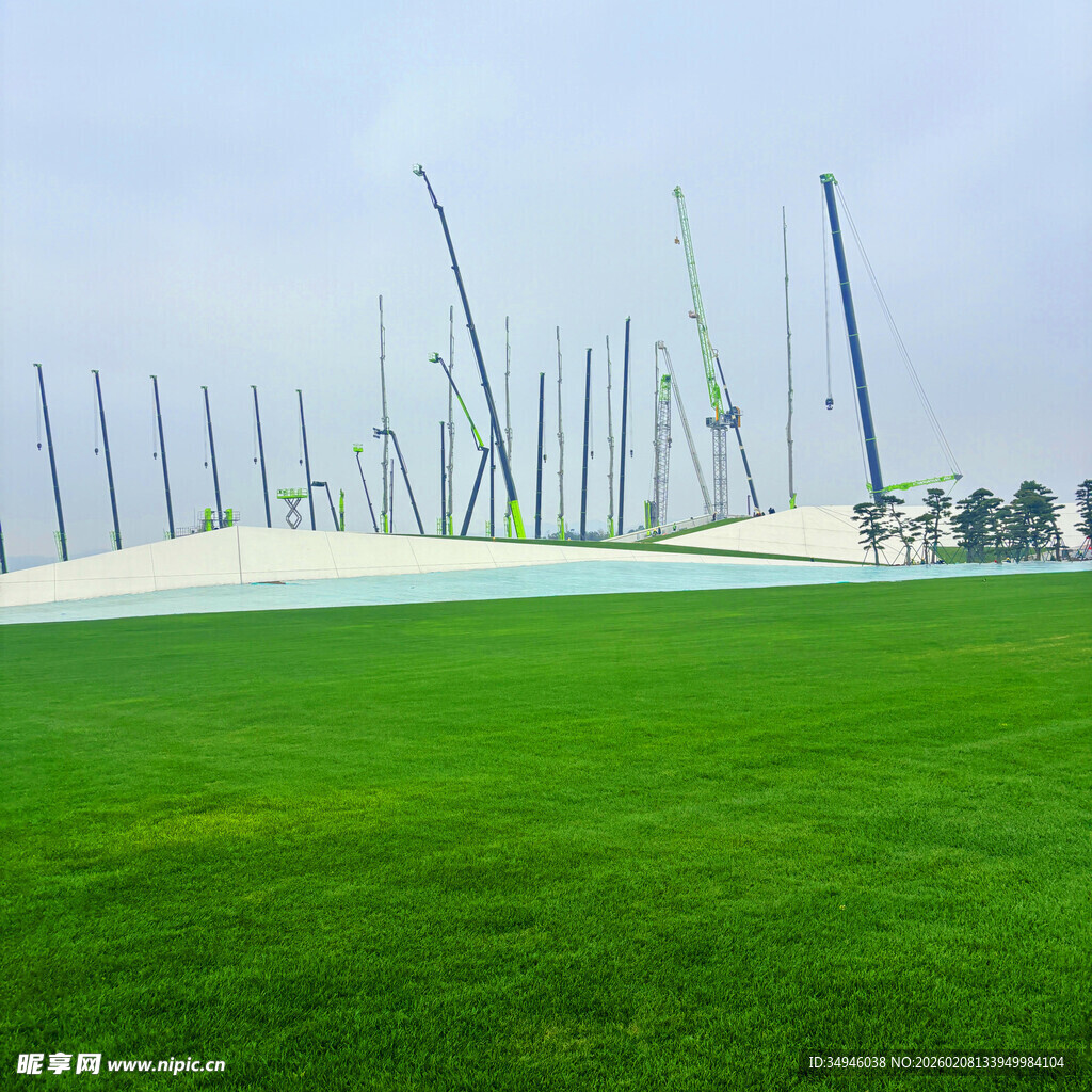 绿茵上的高耸艺术景观