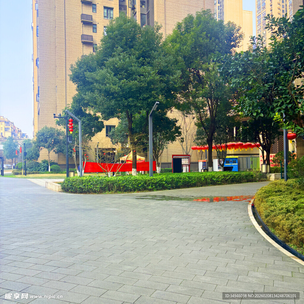 小区内整洁的道路景观