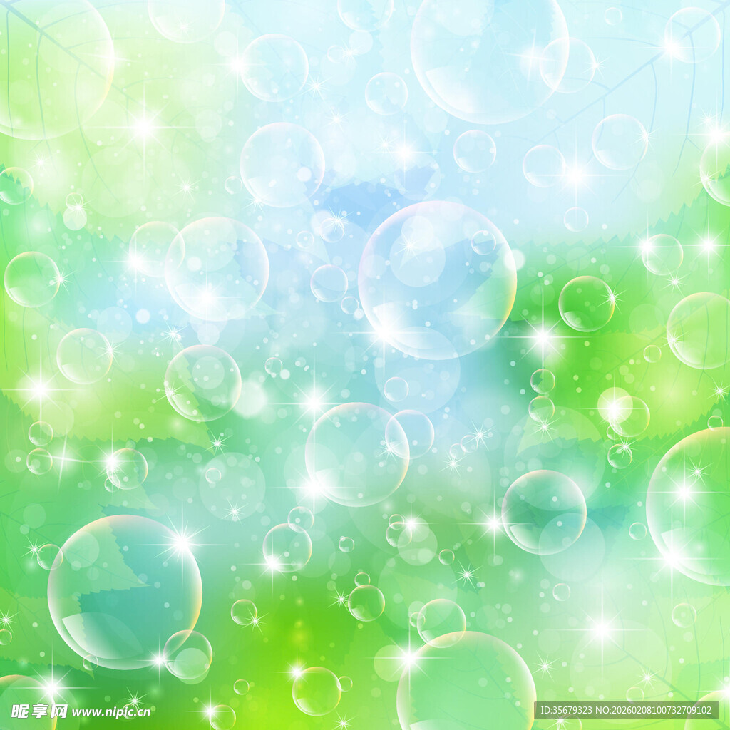 梦幻绿蓝气泡背景图