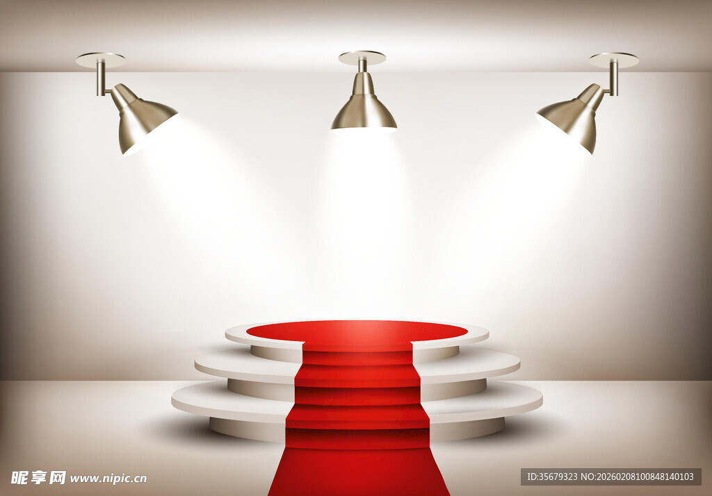 舞台红地毯与聚光灯场景