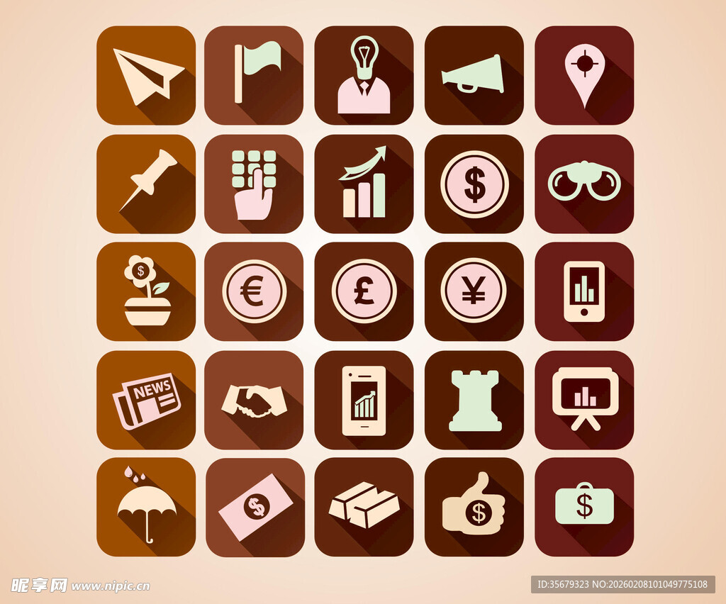 复古风格商务办公图标集