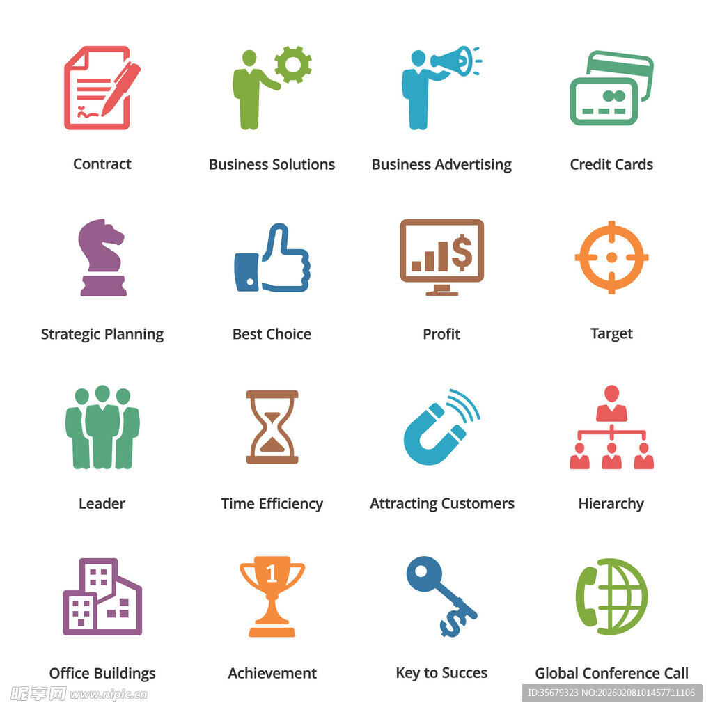 多彩商务办公相关图标集