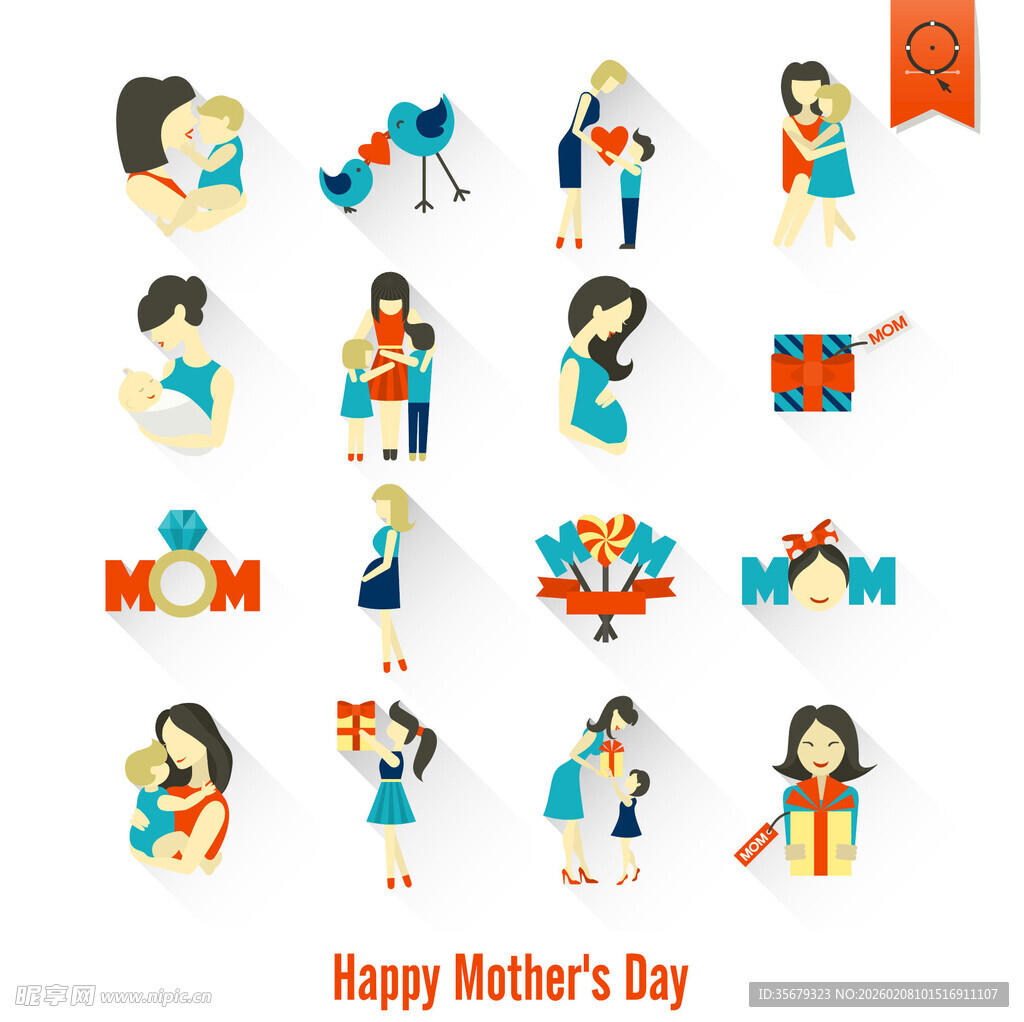 母亲节人物插画集合