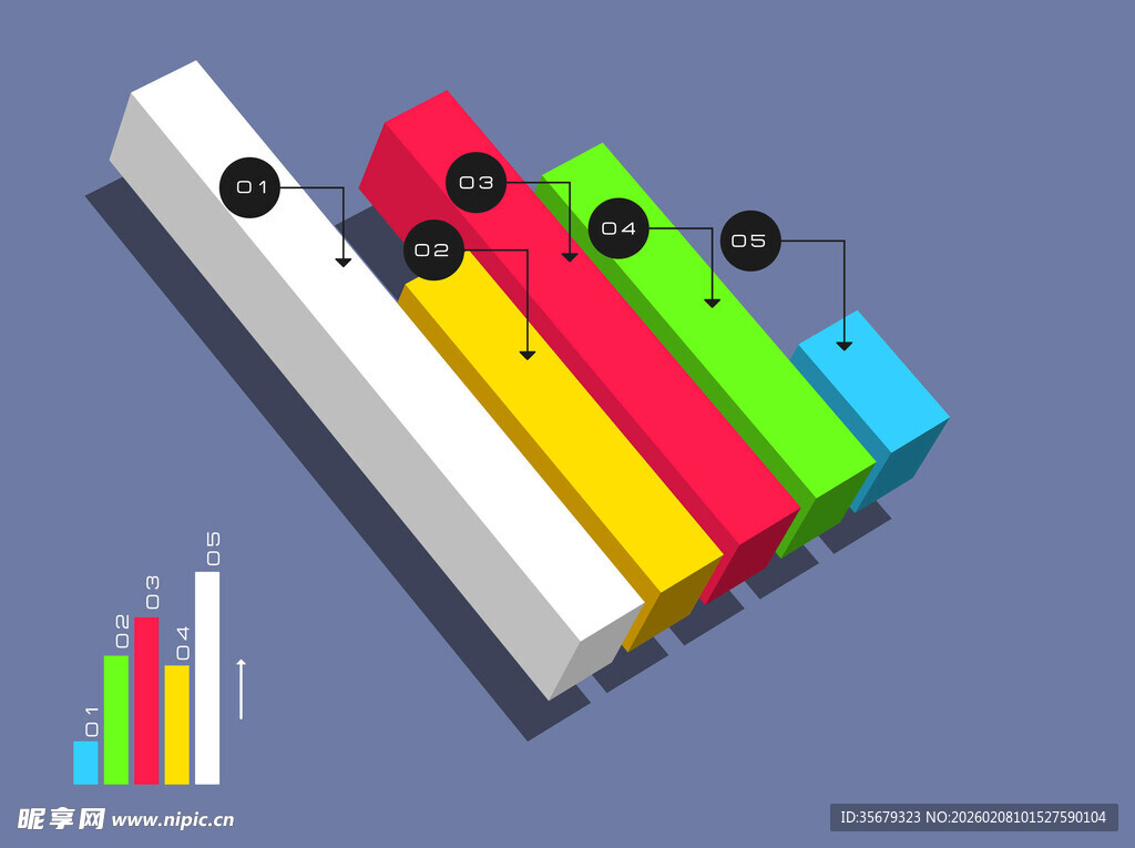 多彩立体条形图展示