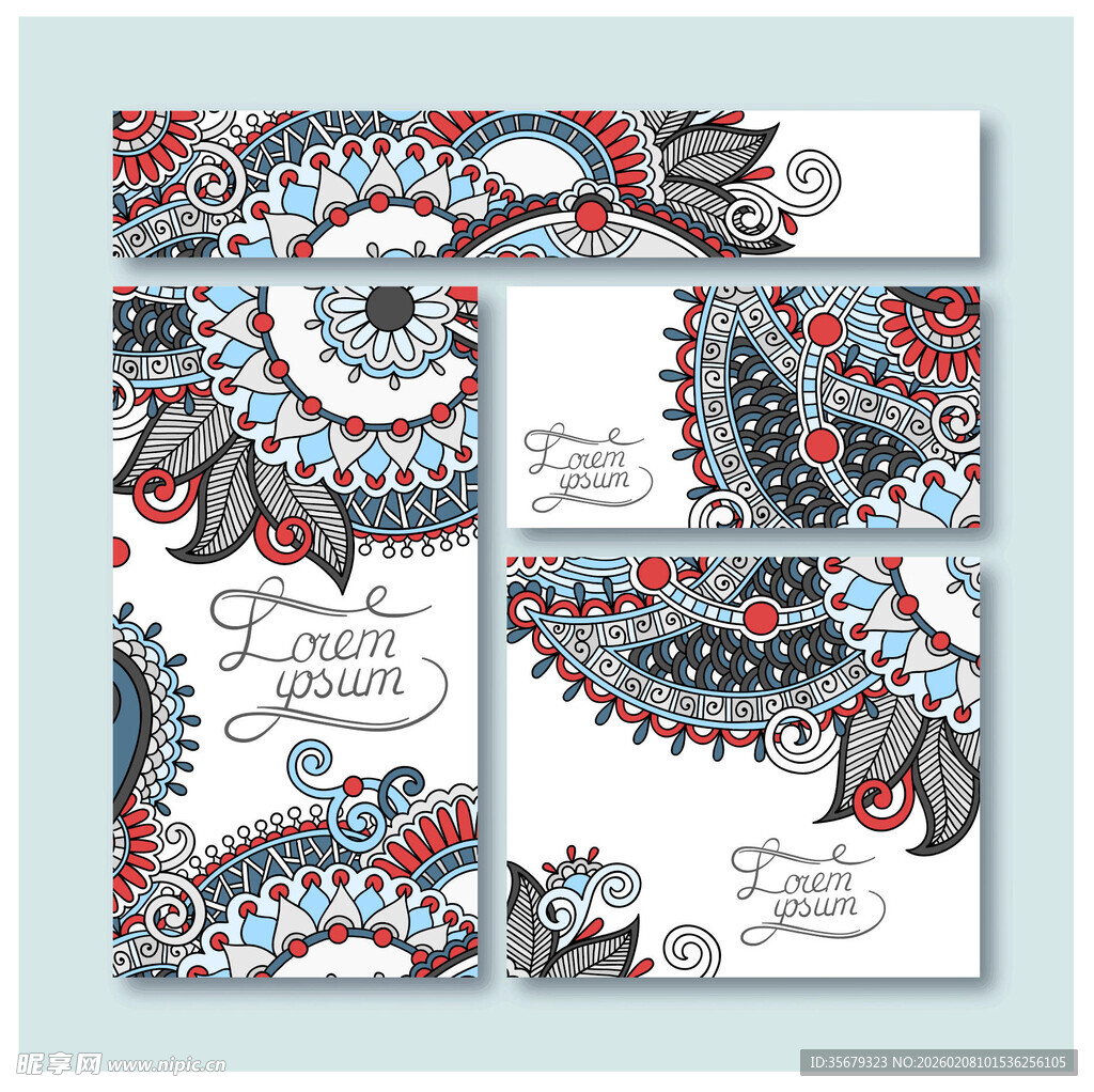 佩斯利花纹装饰卡片设计