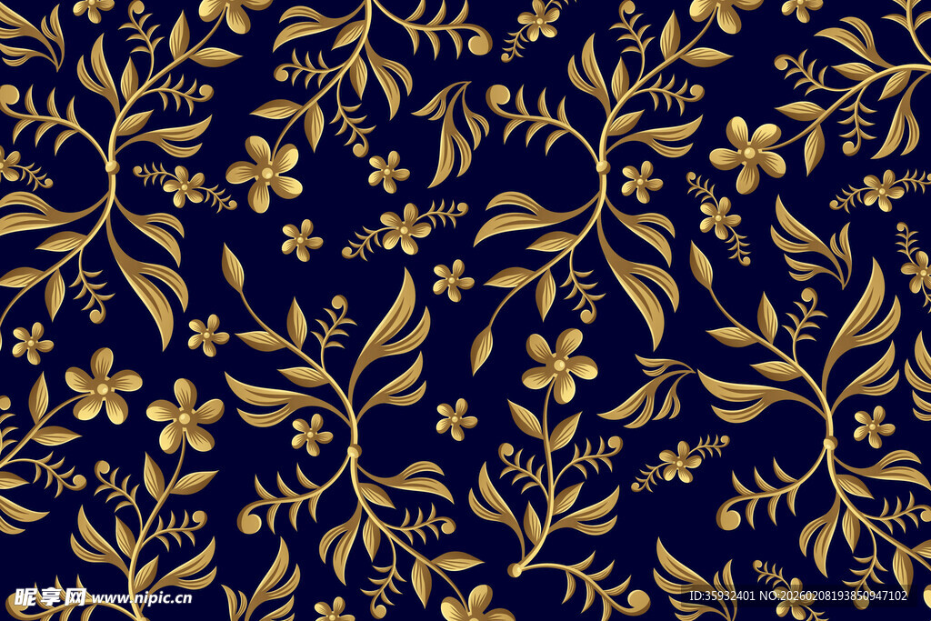金色花卉图案