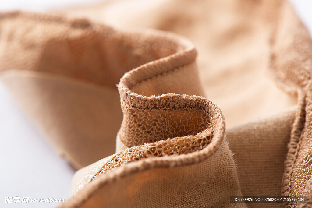 肉色蕾丝船袜细节特写