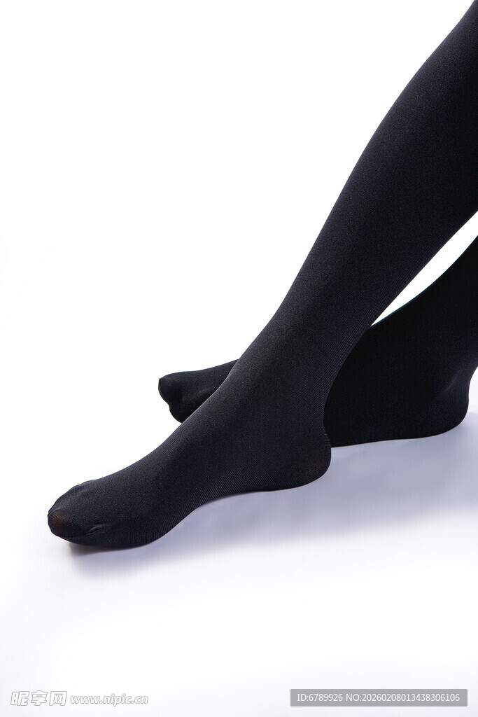 黑色女士长筒袜特写