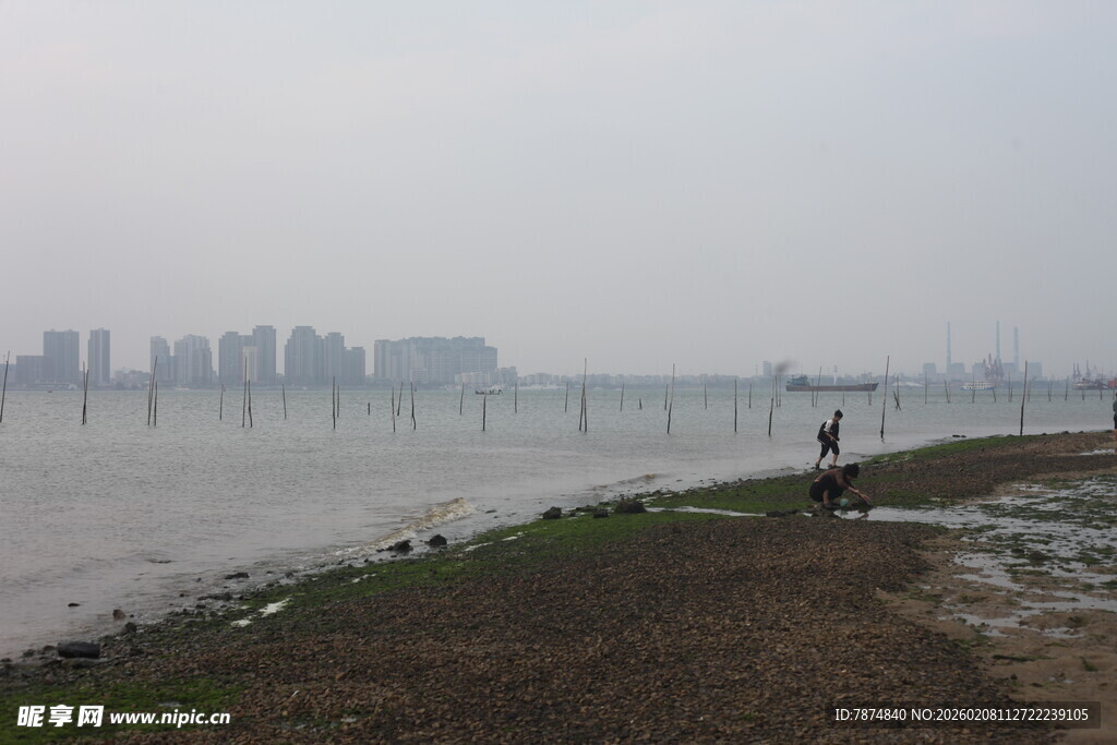 湛江江边漫步景象