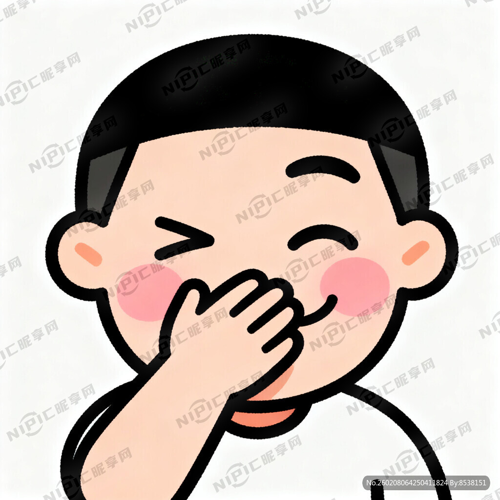 单手捂嘴偷笑卡通表情包