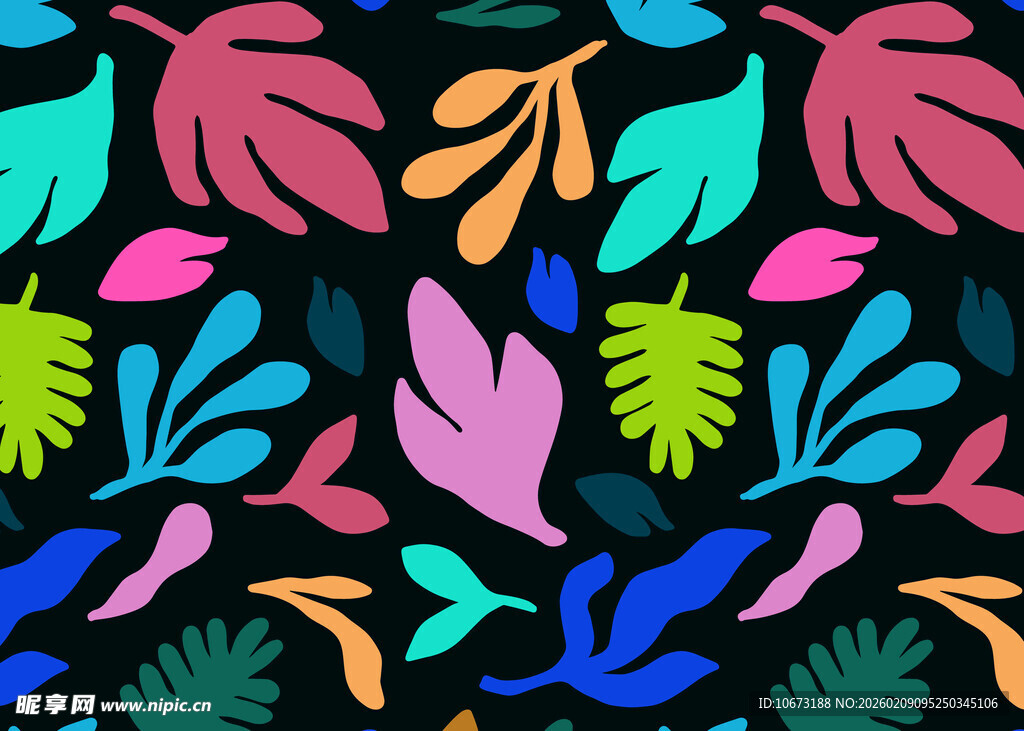 多彩花叶图案背景设计