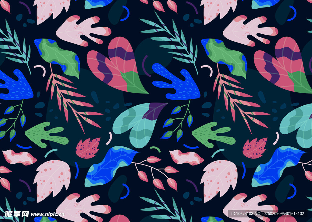 多彩手绘植物图案纹理