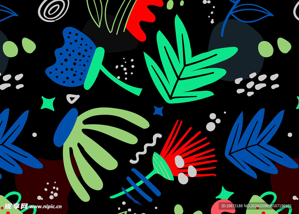 多彩植物图案背景