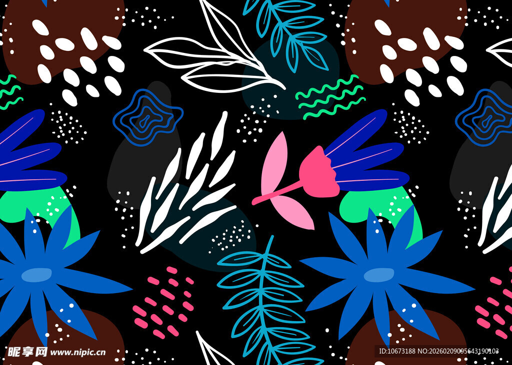 多彩抽象植物图案设计
