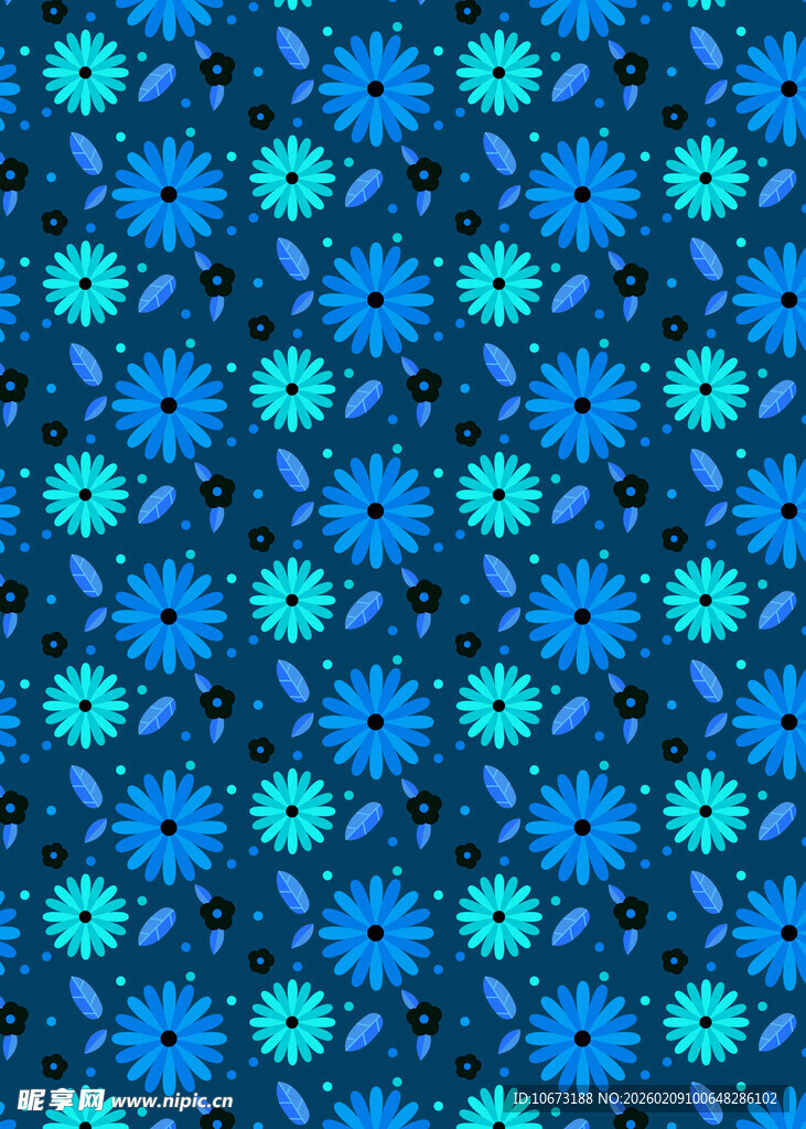 蓝绿色花朵图案背景