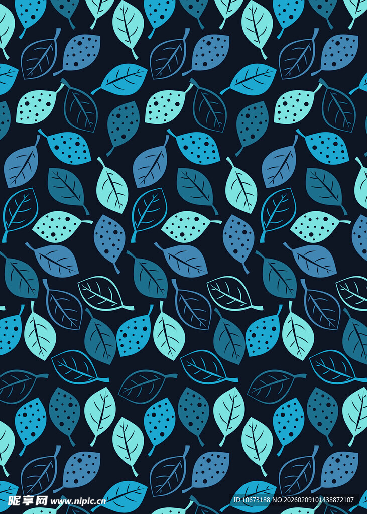 蓝调叶形图案纹理背景