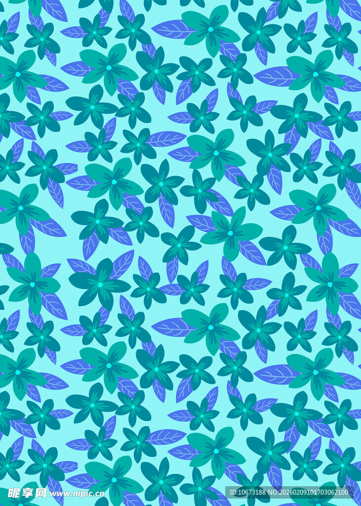 蓝绿色调植物图案背景