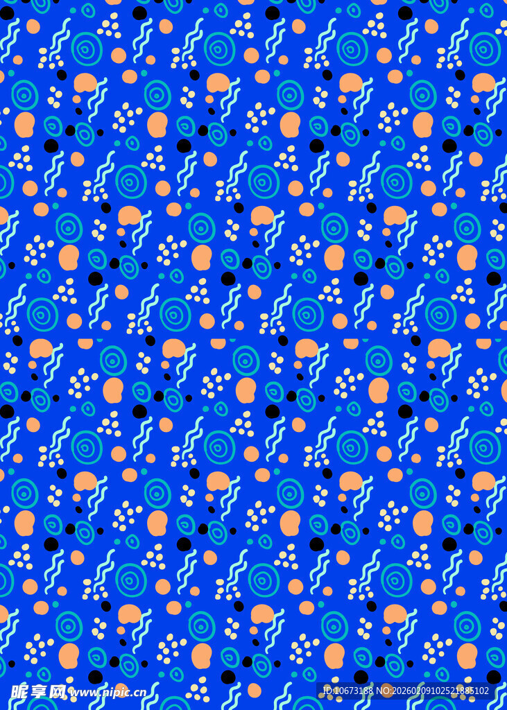 蓝色底多彩斑点图案纹理