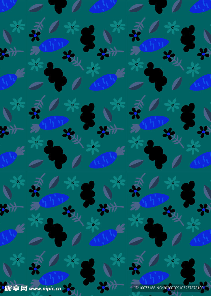 蓝绿底色动物图案纹理