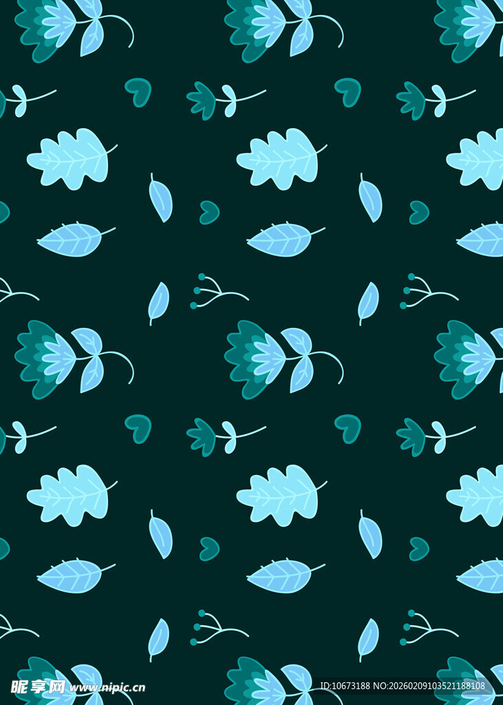 蓝绿花卉图案背景